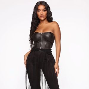 Fashion Nova - Black Zipper Detail Bodysuit Size Small
